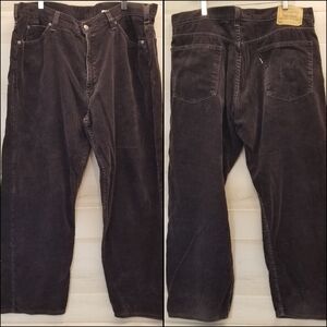 {38x30} VINTAGE 90's Levi's 565 Wide Leg Chocolate Brown Corduroy Preppy Fall